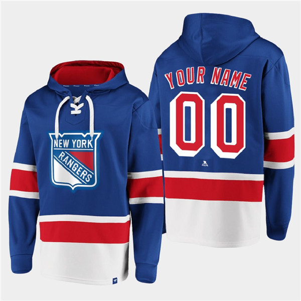 Men's New York Rangers Active Player Custom Royal All Stitched Sweatshirt Hoodie